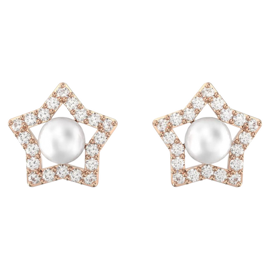 Swarovski Stella White, Rose Gold Star Stud Earrings 5645465