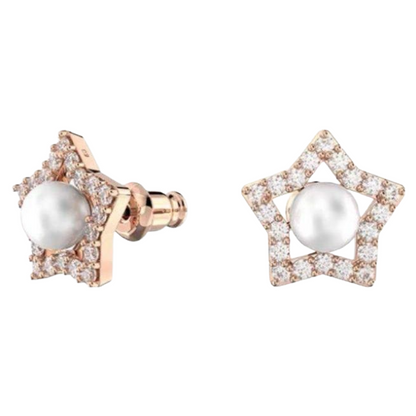 Swarovski Stella  White, Rose Gold Star Stud Earrings 5645465
