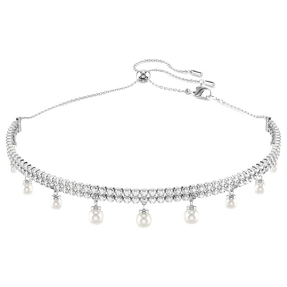 Swarovski Ariana Grande White Rhodium Plated Pearl Necklace (Pink Box)