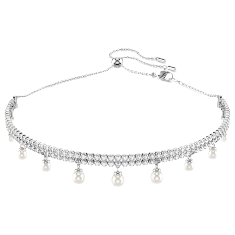 Swarovski Ariana Grande White Rhodium Plated Pearl Necklace (Blue Box)