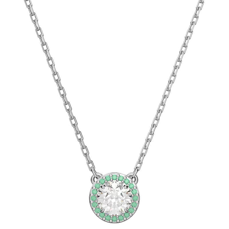Swarovski Constella White Rhodium Plated Green Crystal Pendant 5639756