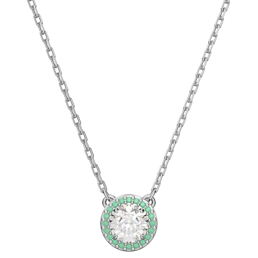 Swarovski Constella White Rhodium Plated Green Crystal Pendant 5639756