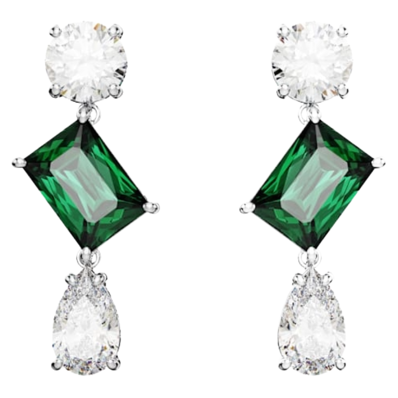 Swarovski Mesmera Drop Earrings Mixed Cuts, Green, 5689699