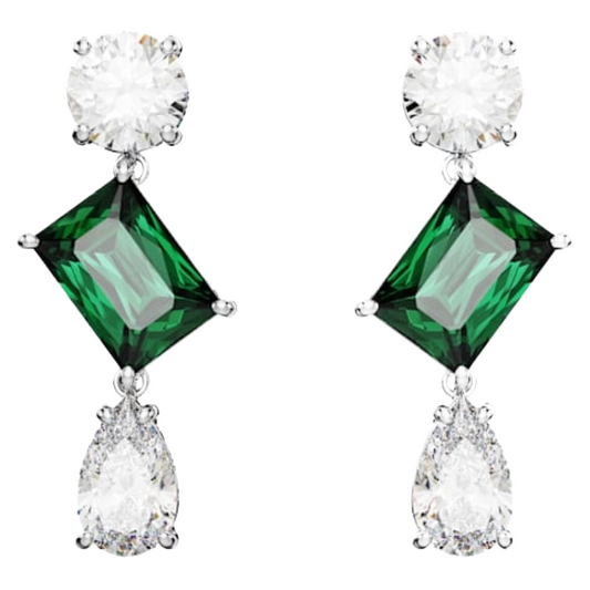 Swarovski Mesmera Drop Earrings Mixed Cuts, Green, 5689699