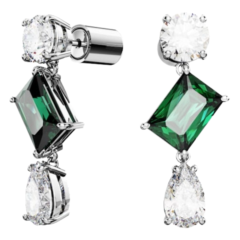 Swarovski Mesmera Drop Earrings Mixed Cuts, Green, 5689699