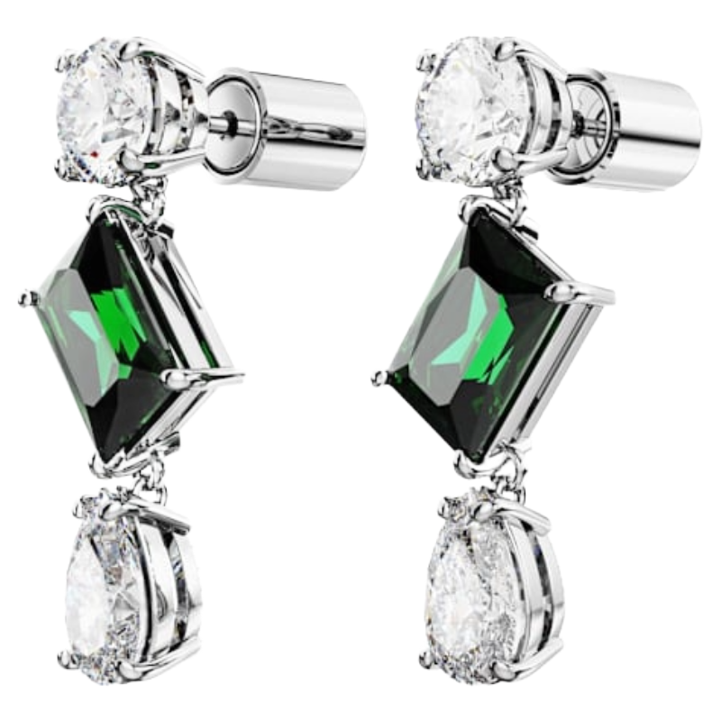 Swarovski Mesmera Drop Earrings Mixed Cuts, Green, 5689699