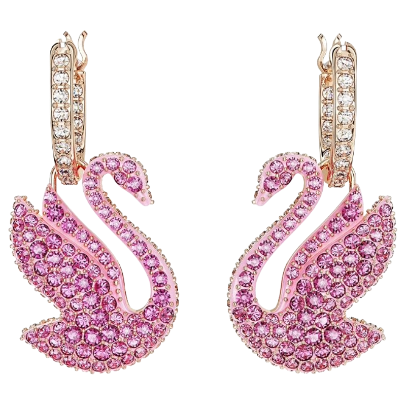Swarovski Pink Iconic Swan Pink Hoop Earrings 5660029