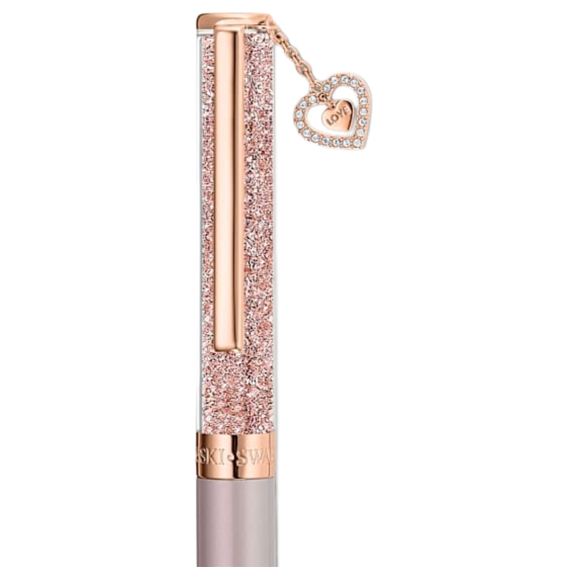 Swarovski Ballpoint Pen Crystalline Heart, Rose gold tone, Pink Lacquered