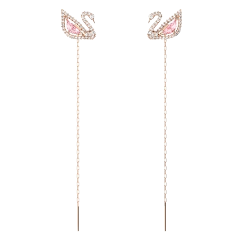 Swarovski Dazzling Pink Swan 18k Rose Gold Earrings