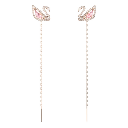 Swarovski Dazzling Pink Swan 18k Rose Gold Earrings