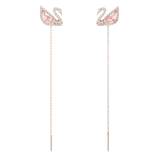 Swarovski Dazzling Pink Swan 18k Rose Gold Earrings