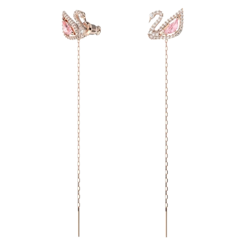 Swarovski Dazzling Pink Swan 18k Rose Gold Earrings