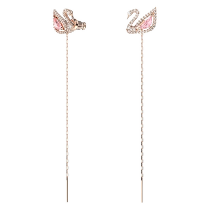 Swarovski Dazzling Pink Swan 18k Rose Gold Earrings