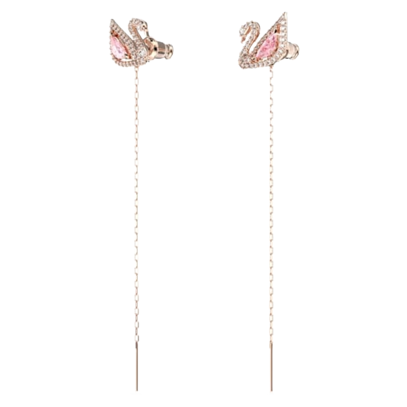 Swarovski Dazzling Pink Swan 18k Rose Gold Earrings