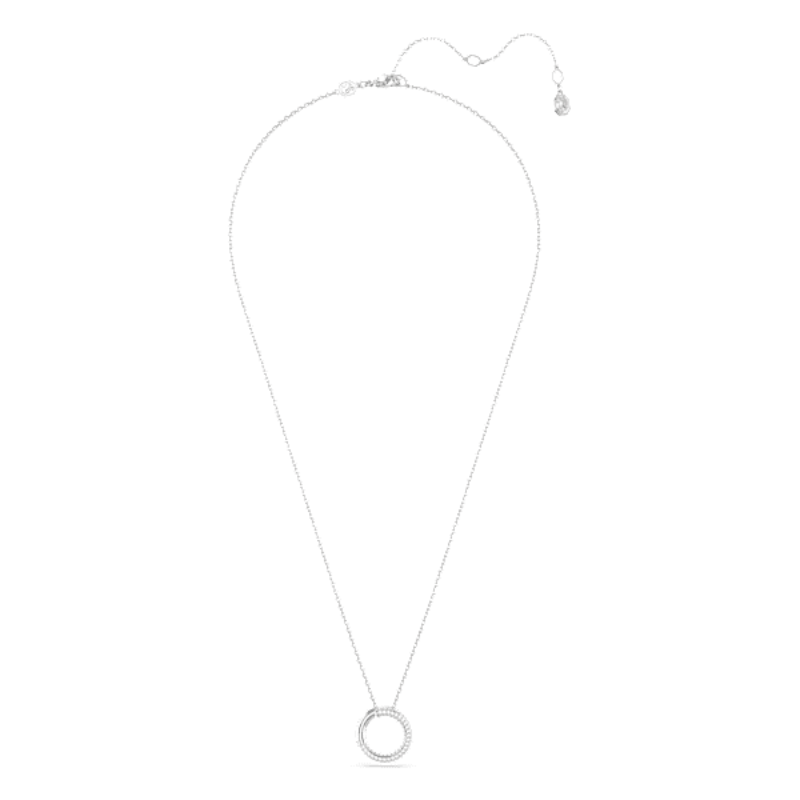 Swarovski Dextera White, Silver Rhodium Circle Necklace 5692737