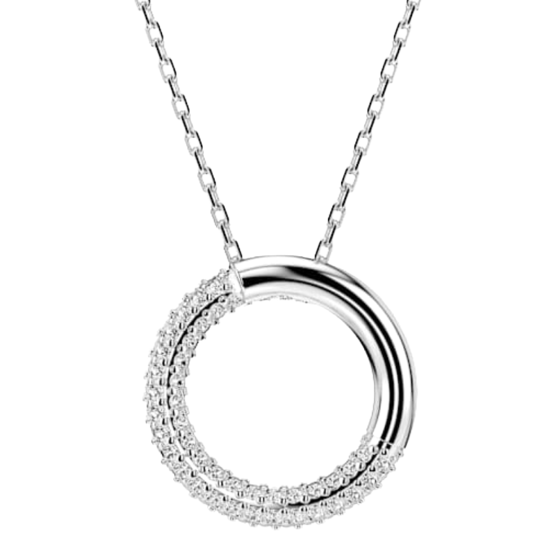 Swarovski Dextera White, Silver Rhodium Circle Necklace 5692737