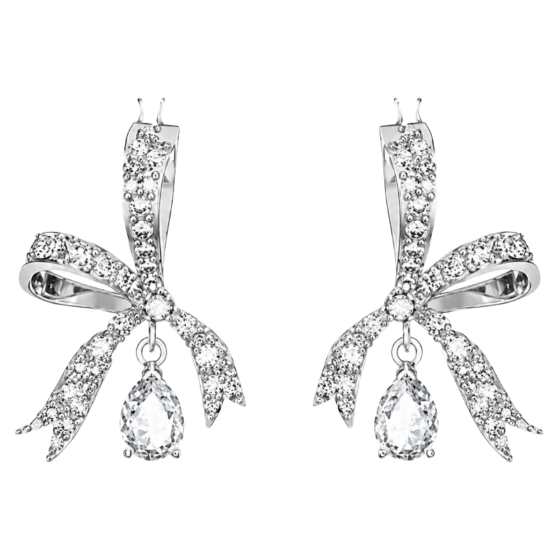 Swarovski Volta Silver Bow White Crystal Earrings