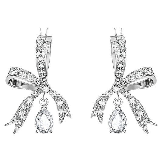 Swarovski Volta Silver Bow White Crystal Earrings