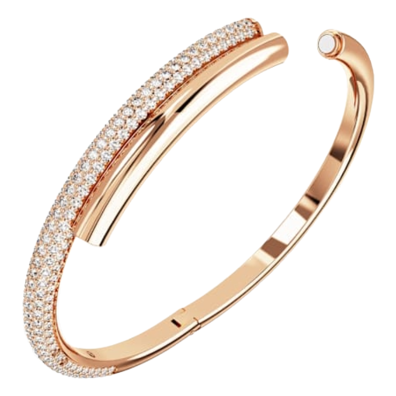 Swarovski Dextera Bangle Magnetic Closure 18K Rose Gold Finish Size L 