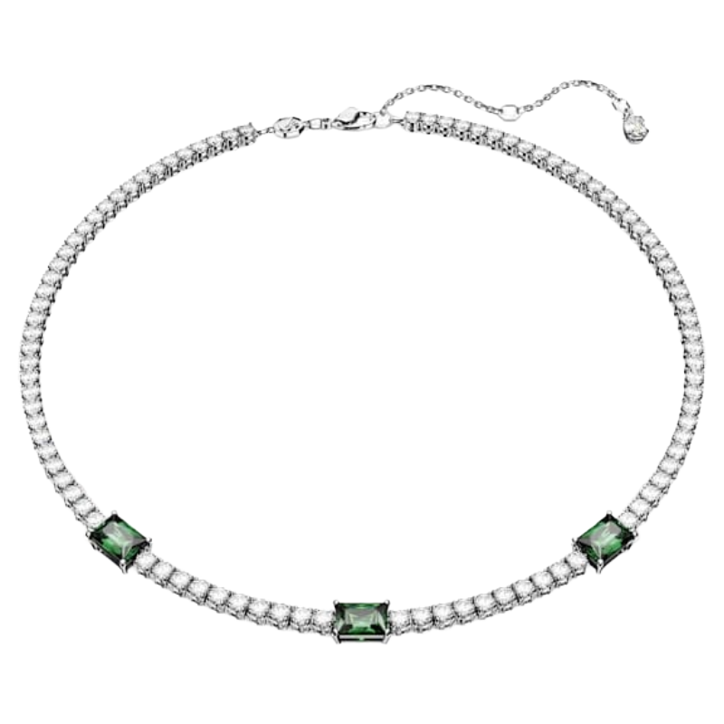 Swarovski Matrix Green Mixed Cuts Rhodium Plated Tennis Necklace 5666168