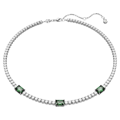 Swarovski Matrix Green Mixed Cuts Rhodium Plated Tennis Necklace 5666168