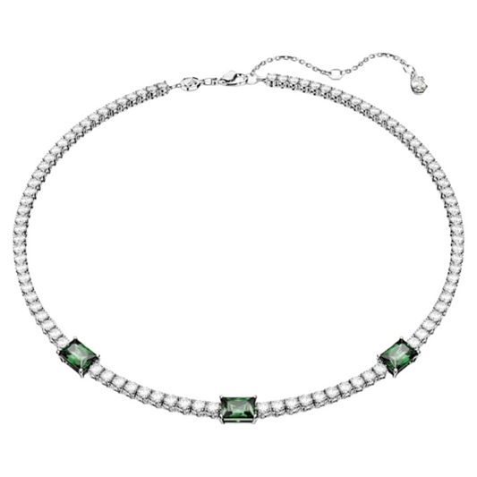 Swarovski Matrix Green Mixed Cuts Rhodium Plated Tennis Necklace 5666168