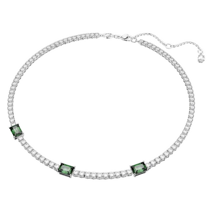 Swarovski Matrix Green Mixed Cuts Rhodium Plated Tennis Necklace 5666168