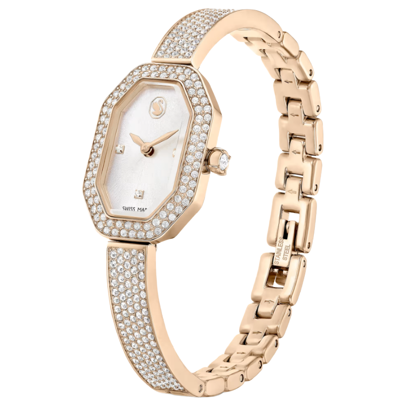 Swarovski Dextera Gold Tone Plated Champagne Crystal Bangle Watch