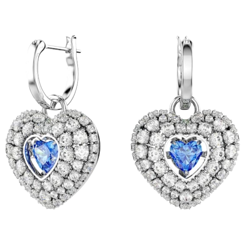 Swarovski White & Blue Crystal Heart Earrings 5680392