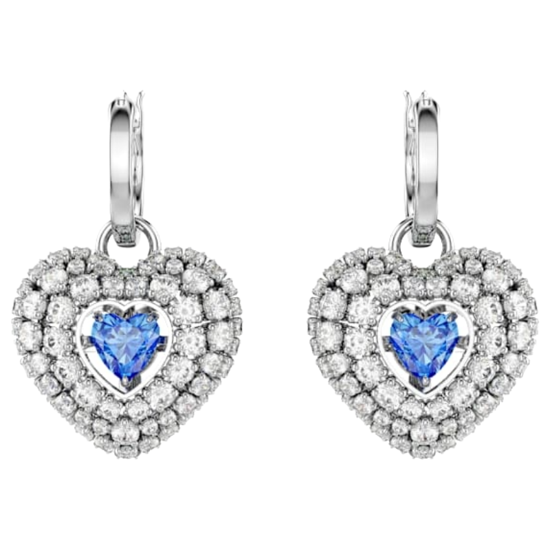 Swarovski White & Blue Crystal Heart Earrings 5680392