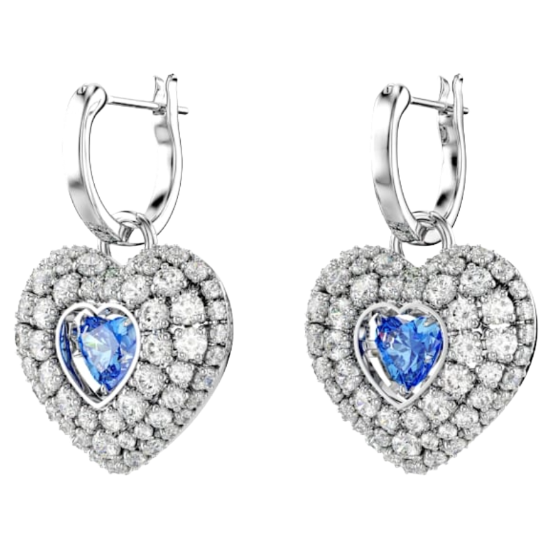 Swarovski White & Blue Crystal Heart Earrings 5680392