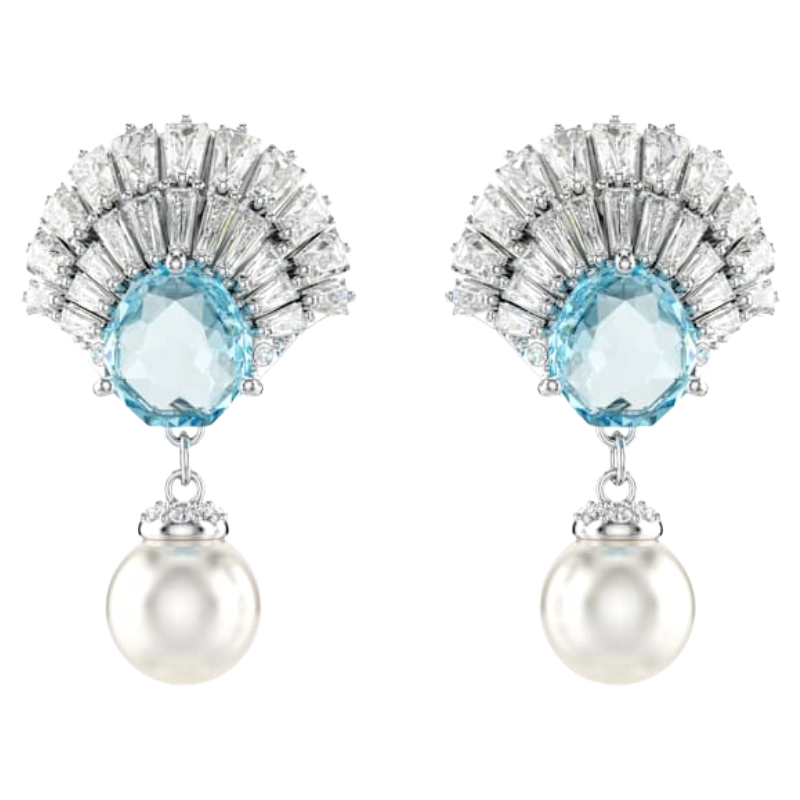 Swarovski Idyllia Shell Blue Pearl Drop Earrings 5691287