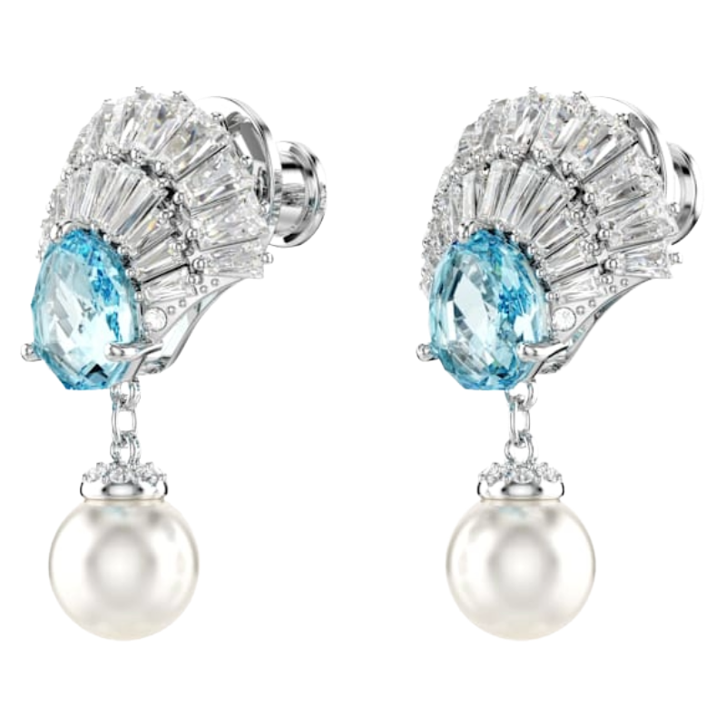 Swarovski Idyllia Shell Blue Pearl Drop Earrings 5691287