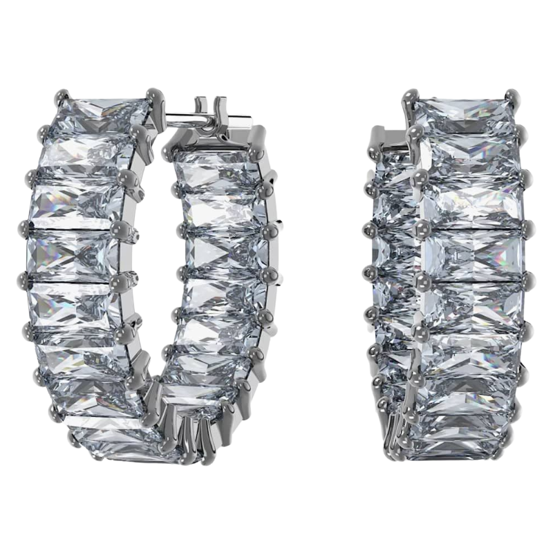 Swarovski Matrix Silver Crystal Hoop Grey Earrings 5689696