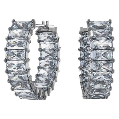Swarovski Matrix Silver Crystal Hoop Grey Earrings 5689696