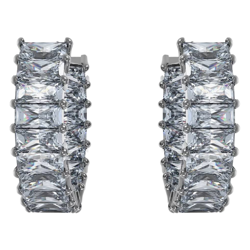 Swarovski Matrix Silver Crystal Hoop Grey Earrings 5689696