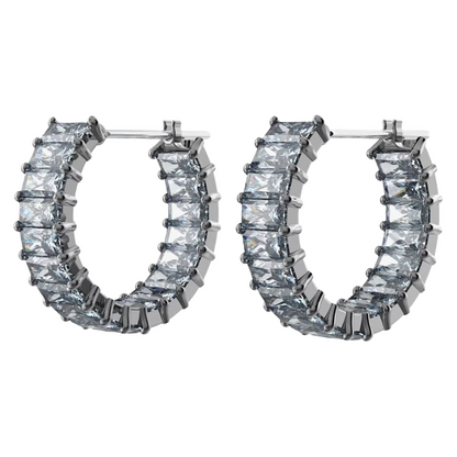 Swarovski Matrix Silver Crystal Hoop Grey Earrings 5689696