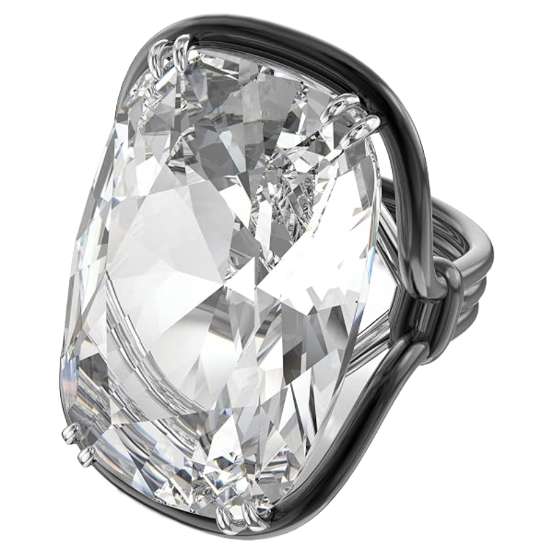 Swarovski Harmonia White Cushion Cut Crystal Cocktail Ring Size 52