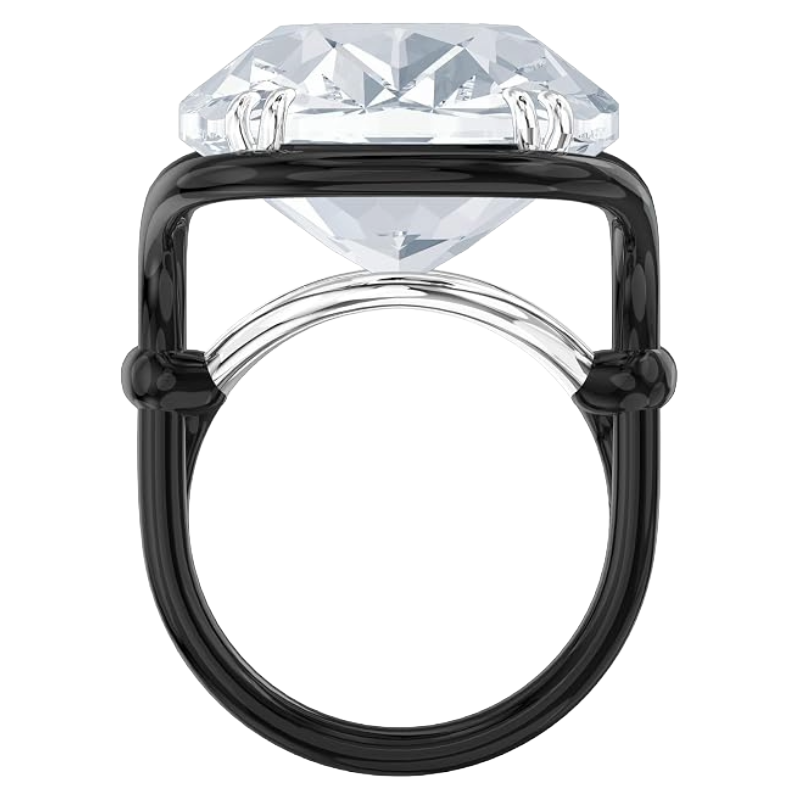 Swarovski Harmonia White Cushion Cut Crystal Cocktail Ring Size 52