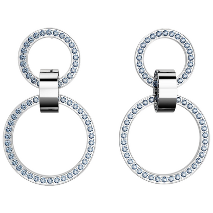 Swarovski Hollow Blue Rhodium Plated Hoop Earrings 5663503