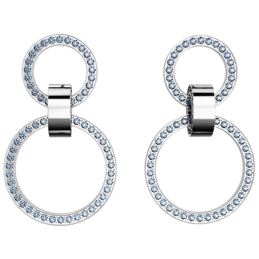 Swarovski Hollow Blue Rhodium Plated Hoop Earrings 5663503