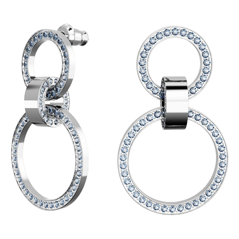 Swarovski Hollow Blue Rhodium Plated Hoop Earrings 5663503