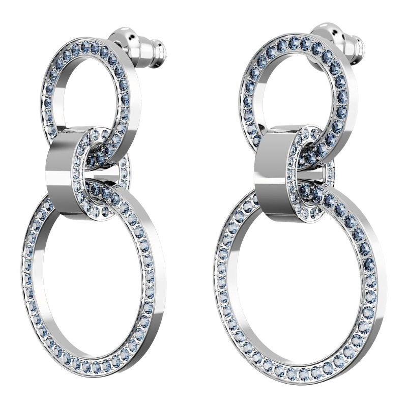 Swarovski Hollow Blue Rhodium Plated Hoop Earrings 5663503