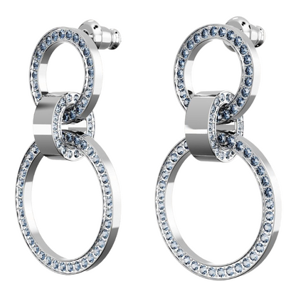 Swarovski Hollow Blue Rhodium Plated Hoop Earrings 5663503