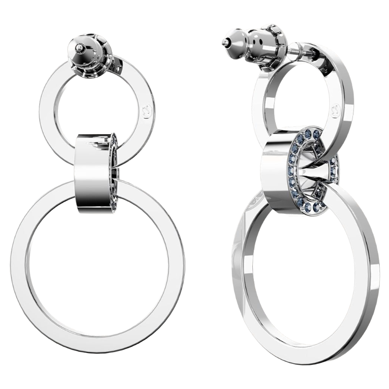 Swarovski Hollow Blue Rhodium Plated Hoop Earrings 5663503