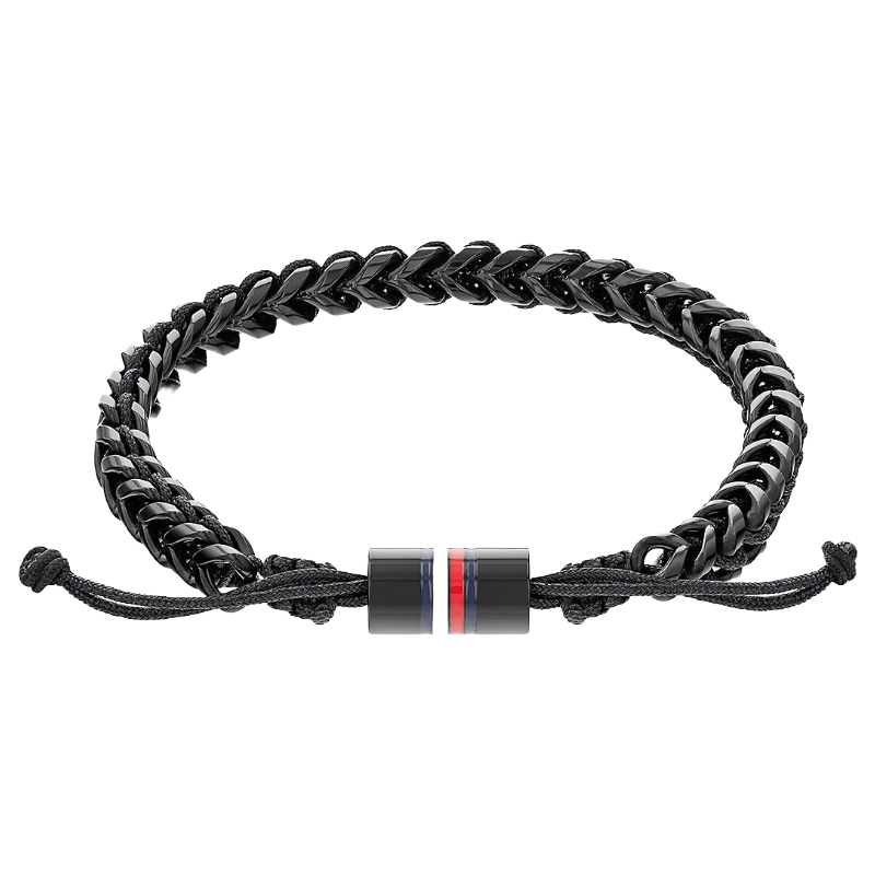 Tommy Hilfiger Men's Black Braided Stainless Steel Bracelet 2790513