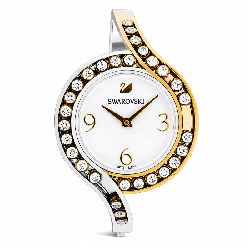 Swarovski Lovely Crystals Bangle Watch Metal Bracelet, White, Bicolor 5453651 (UNBOXED)
