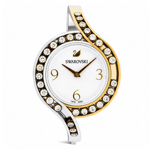 Swarovski Lovely Crystals Bangle Watch Metal Bracelet, White, Bicolor 5453651 (UNBOXED)