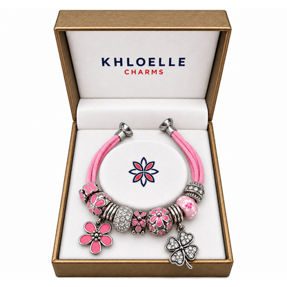 Khloelle Charm Bracelet Pink Strap Flower Charms LC0071000