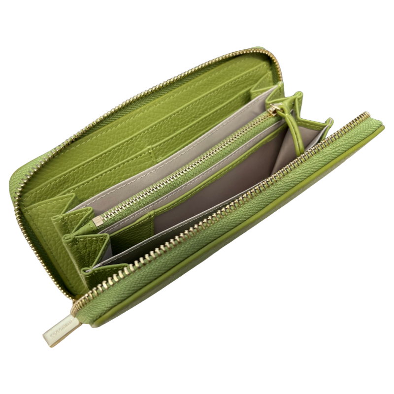 Coccinelle C-Me Soft Grained Leather Large Purse Guacamole Green